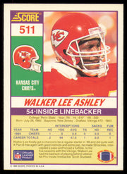 Walker Lee Ashley Autographed 1990 Score Card #511 Kansas City Chiefs SKU #254885