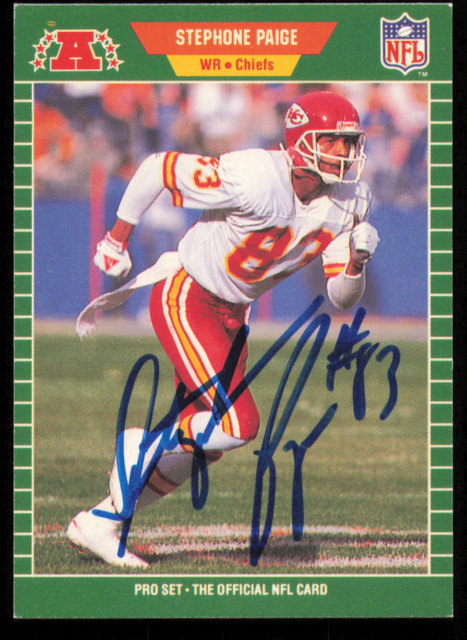 Stephone Paige Autographed 1989 Pro Set Card #177 Kansas City Chiefs SKU #254886