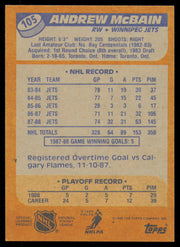 Andrew McBain Autographed 1988-89 Topps Card #105 Winnipeg Jets SKU #254899