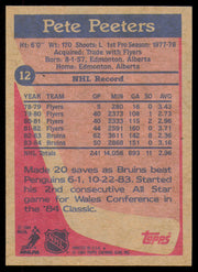 Pete Peeters Autographed 1984-85 Topps Card #12 Boston Bruins SKU #254919