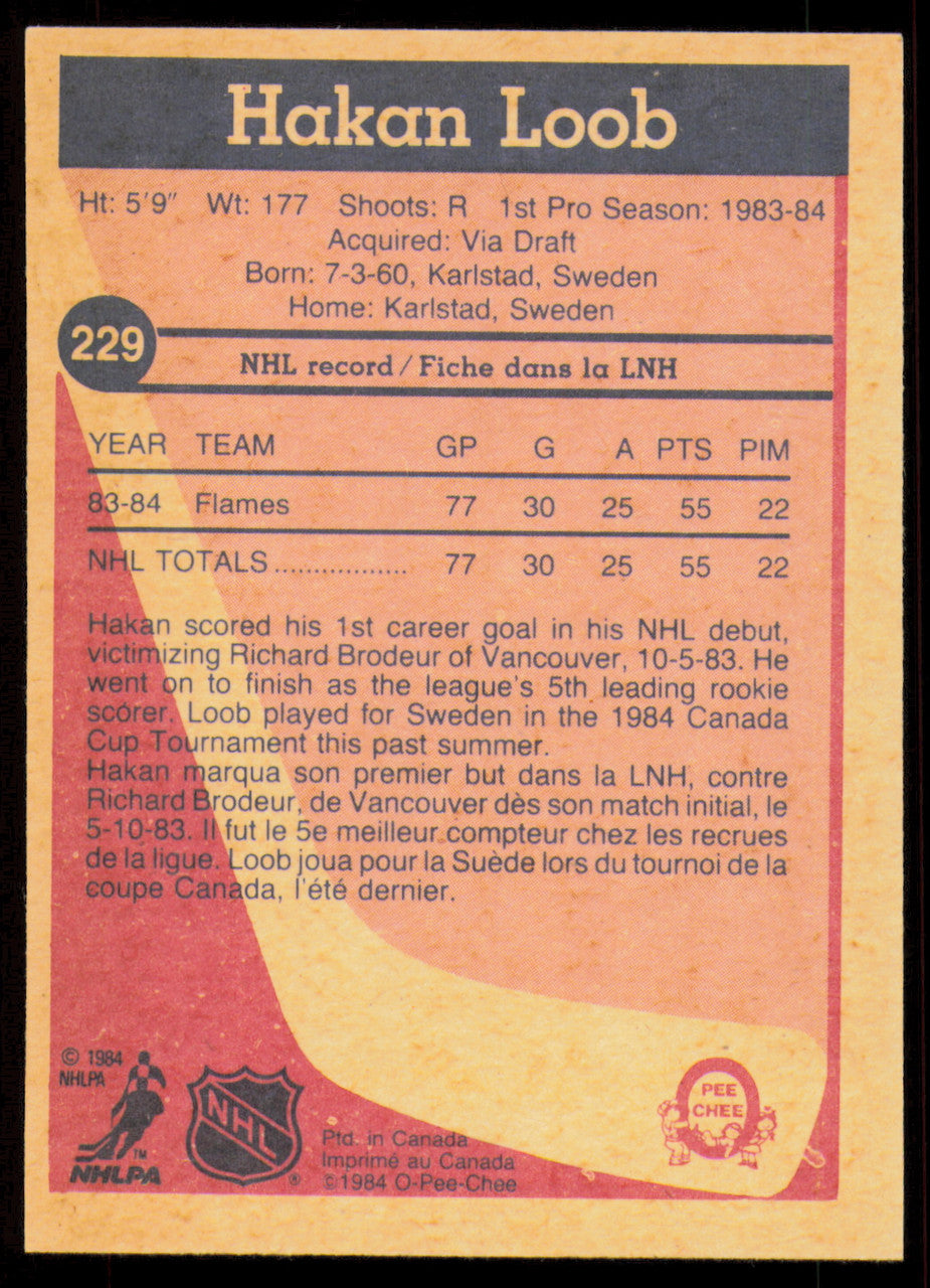 Hakan Loob Autographed 1984-85 O-Pee-Chee Card #229 Calgary Flames SKU #255033