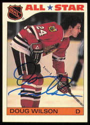 Doug Wilson Autographed 1985-86 Topps All Star Sticker Card #11 Chicago Blackhawks SKU #255088