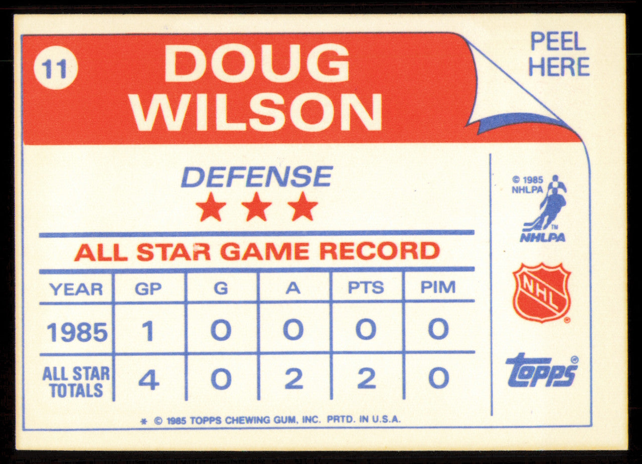 Doug Wilson Autographed 1985-86 Topps All Star Sticker Card #11 Chicago Blackhawks SKU #255088