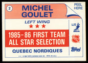 Michel Goulet Autographed 1986-87 Topps All Star Sticker Card #2 Quebec Nordiques SKU #255090