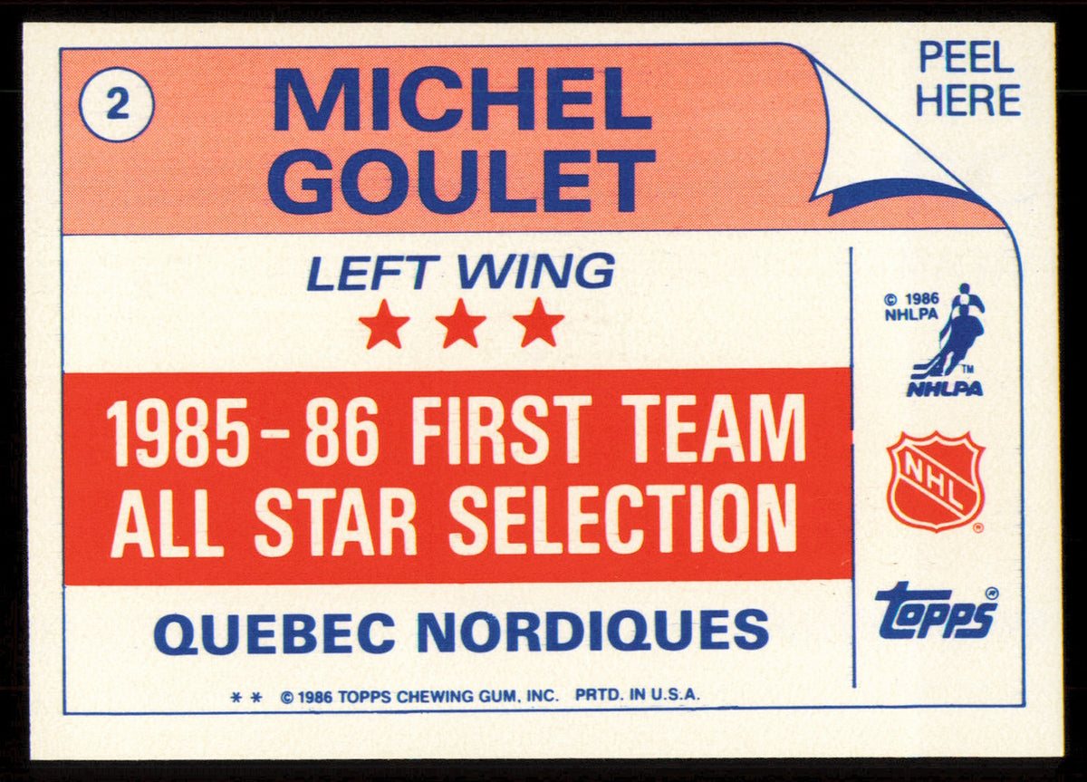 Michel Goulet Autographed 1986-87 Topps All Star Sticker Card #2 Quebec Nordiques SKU #255090