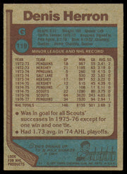 Denis Herron Autographed 1977-78 Topps Card #119 Pittsburgh Penguins SKU #255095
