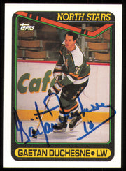 Gaetan Duchesne Autographed 1990-91 Topps Card #319 Minnesota North Stars SKU #255110