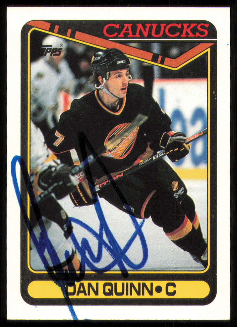 Dan Quinn Autographed 1990-91 Topps Card #272 Vancouver Canucks SKU #255118