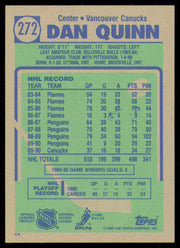 Dan Quinn Autographed 1990-91 Topps Card #272 Vancouver Canucks SKU #255118