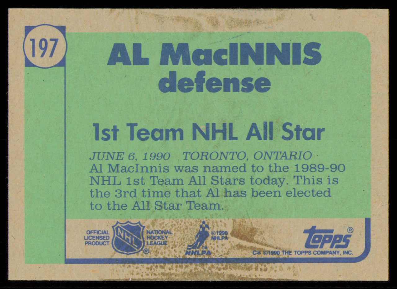 Al MacInnis Autographed 1990-91 Topps Card #197 Calgary Flames SKU #255132