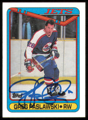 Greg Paslawski Autographed 1990-91 Topps Card #154 Winnipeg Jets SKU #255135
