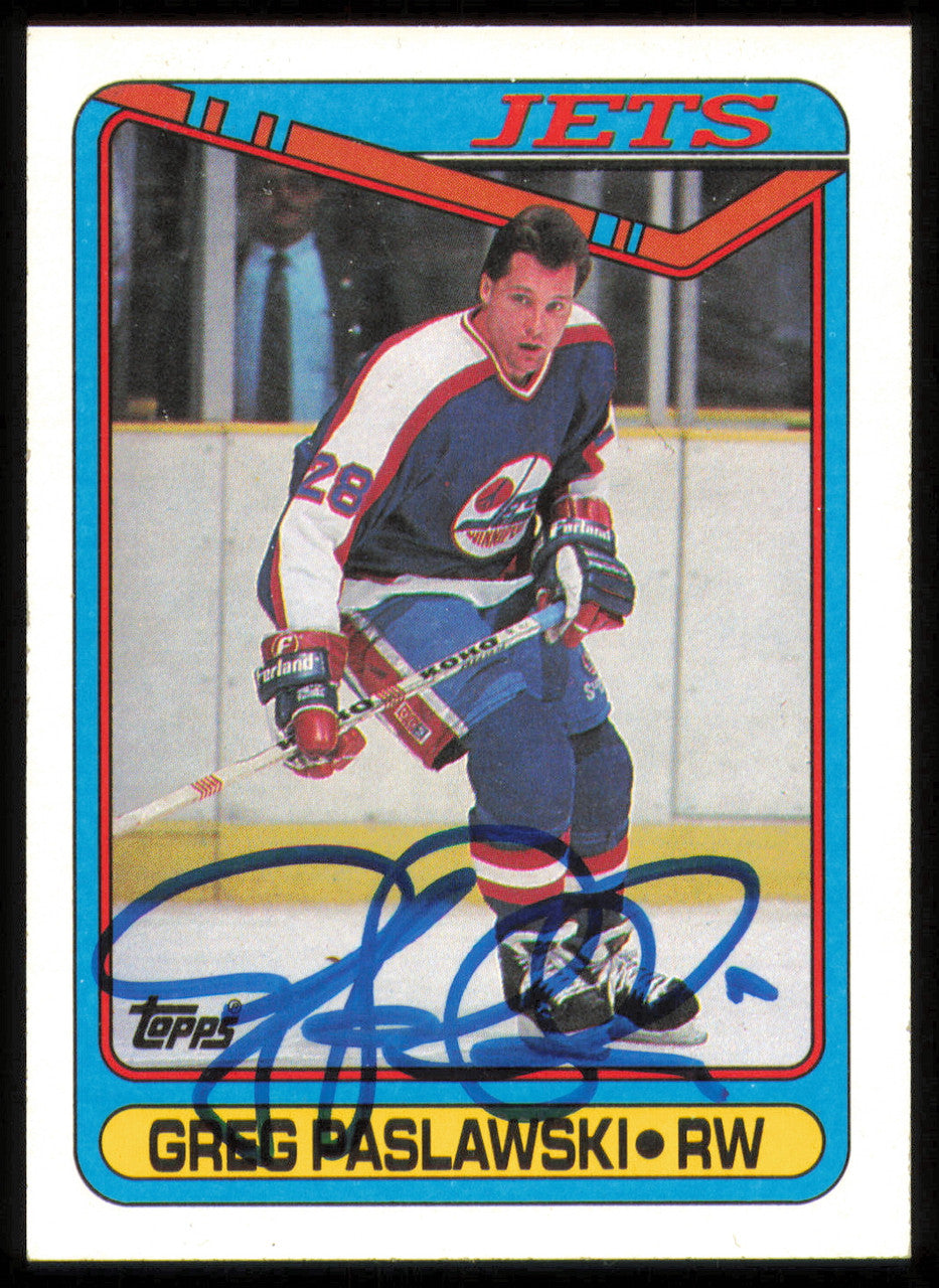 Greg Paslawski Autographed 1990-91 Topps Card #154 Winnipeg Jets SKU #255135