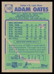 Adam Oates Autographed 1990-91 Topps Card #149 St. Louis Blues SKU #255141