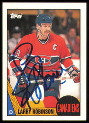 Larry Robinson Autographed 1987-88 Topps Card #192 Montreal Canadiens SKU #255156