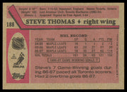 Steve Thomas Autographed 1987-88 Topps Card #188 Toronto Maple Leafs SKU #255158