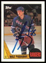 Walt Poddubny Autographed 1987-88 Topps Card #142 New York Rangers SKU #255164