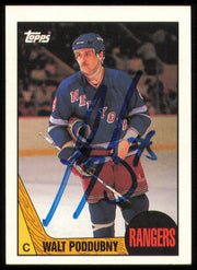 Walt Poddubny Autographed 1987-88 Topps Card #142 New York Rangers SKU #255165