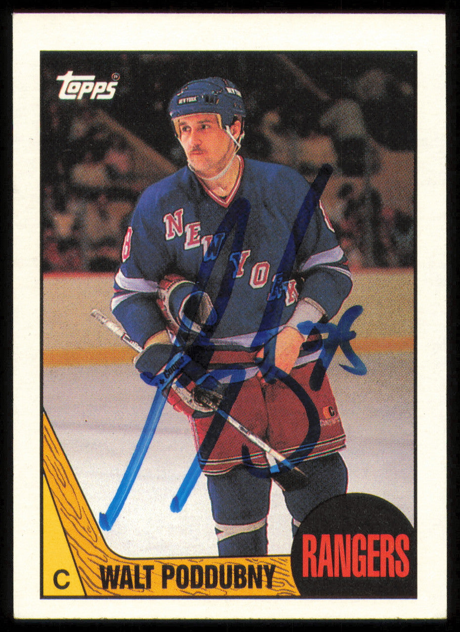 Walt Poddubny Autographed 1987-88 Topps Card #142 New York Rangers SKU #255165