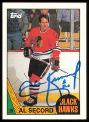 Al Secord Autographed 1987-88 Topps Card #111 Chicago Blackhawks SKU #255171