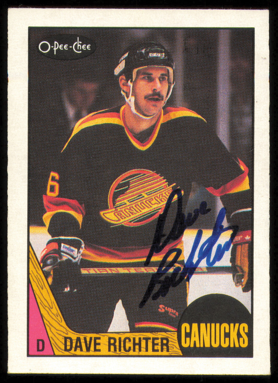 Dave Richter Autographed 1987-88 O-Pee-Chee Rookie Card #261 Vancouver Canucks SKU #255228
