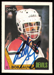Bob Sauve Autographed 1987-88 O-Pee-Chee Card #140 New Jersey Devils SKU #255248