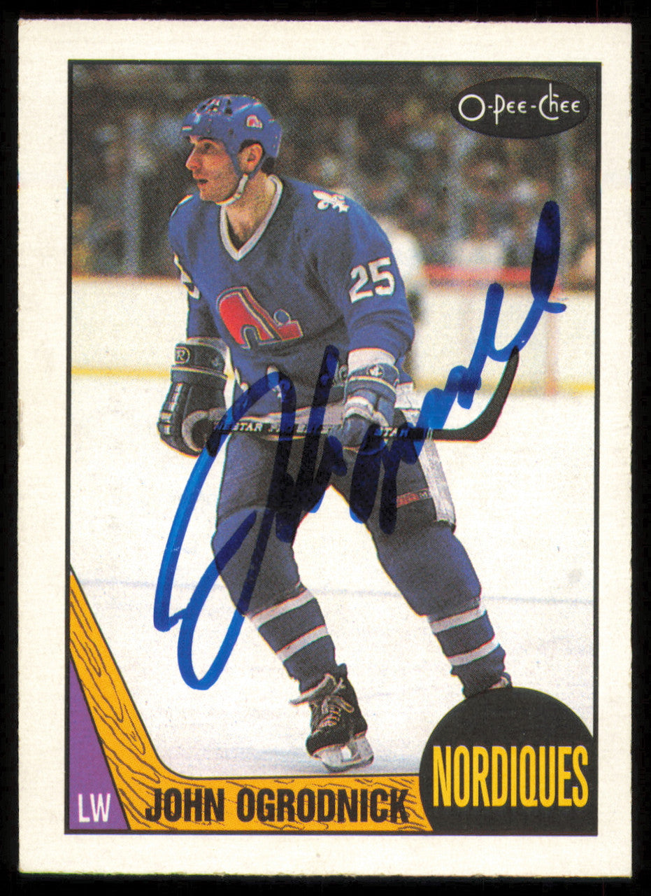 John Ogrodnick Autographed 1987-88 O-Pee-Chee Card #134 Quebec Nordiques SKU #255251