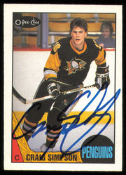 Craig Simpson Autographed 1987-88 O-Pee-Chee Rookie Card #80 Pittsburgh Penguins SKU #255264