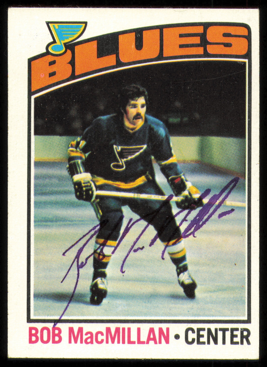 Bob MacMillan Autographed 1976-77 Topps Card #38 St. Louis Blues SKU #255300
