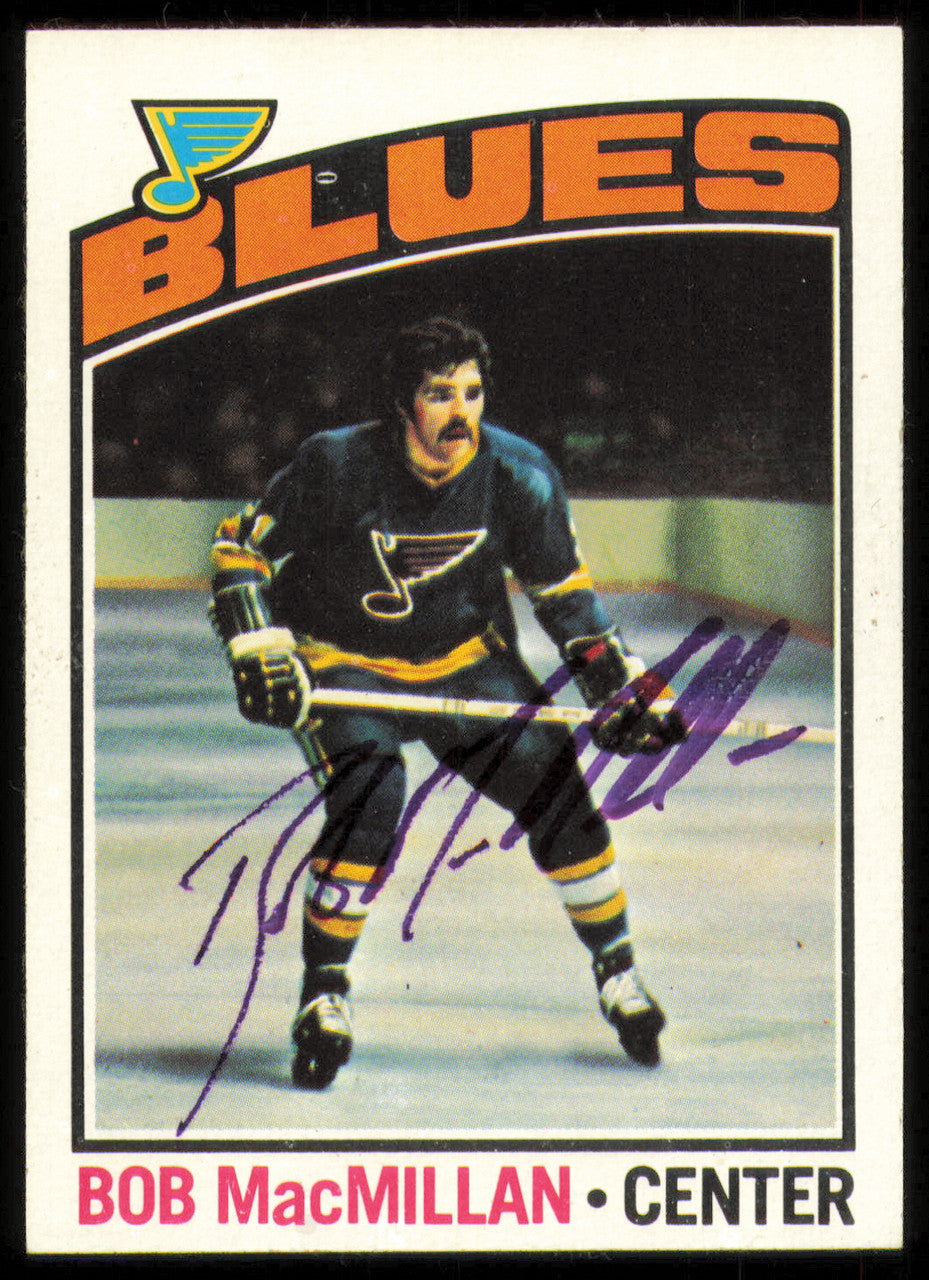 Bob MacMillan Autographed 1976-77 Topps Card #38 St. Louis Blues SKU #255301