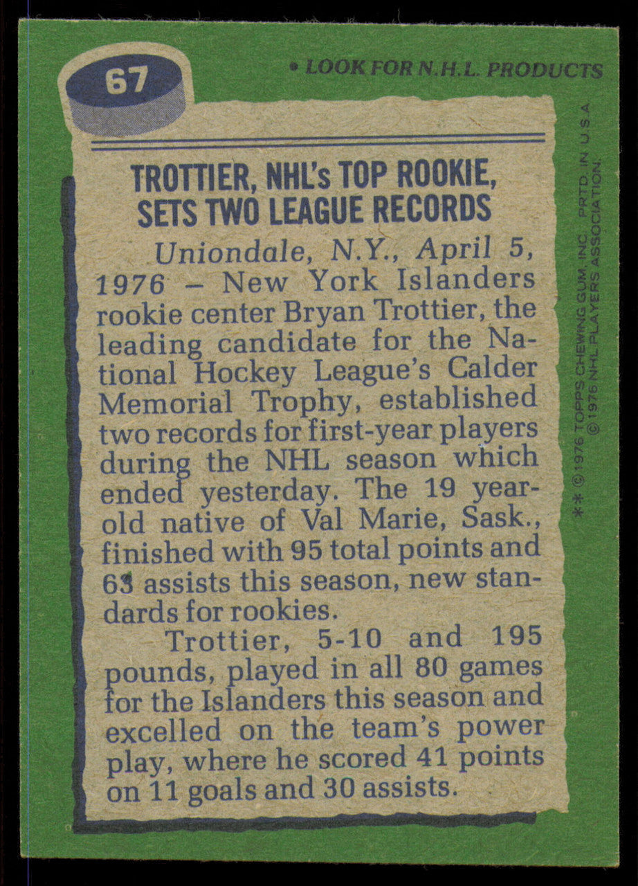 Bryan Trottier Autographed 1976-77 Topps Rookie Card #67 New York Islanders SKU #255306