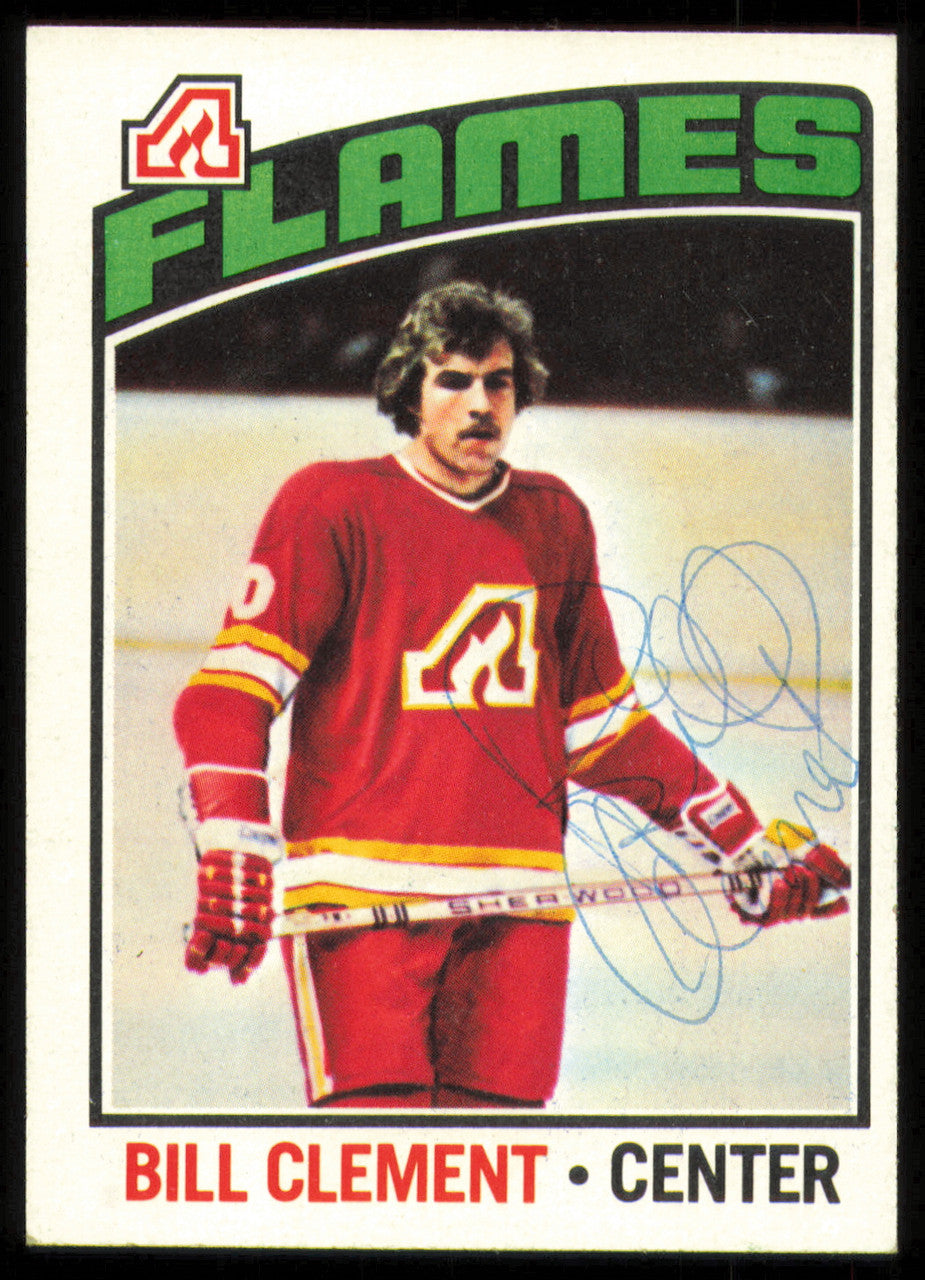Bill Clement Autographed 1976-77 Topps Card #82 Calgary Flames SKU #255308
