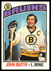 John Johnny Bucyk Autographed 1976-77 Topps Card #95 Boston Bruins SKU #255315