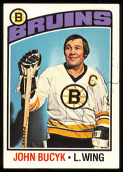 John Johnny Bucyk Autographed 1976-77 Topps Card #95 Boston Bruins SKU #255316