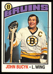 John Johnny Bucyk Autographed 1976-77 Topps Card #95 Boston Bruins SKU #255317