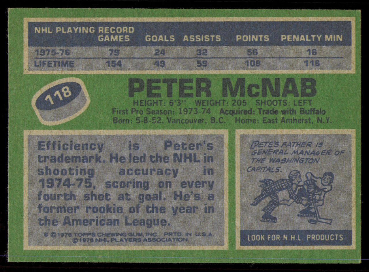Peter McNab Autographed 1976-77 Topps Card #118 Boston Bruins SKU #255320