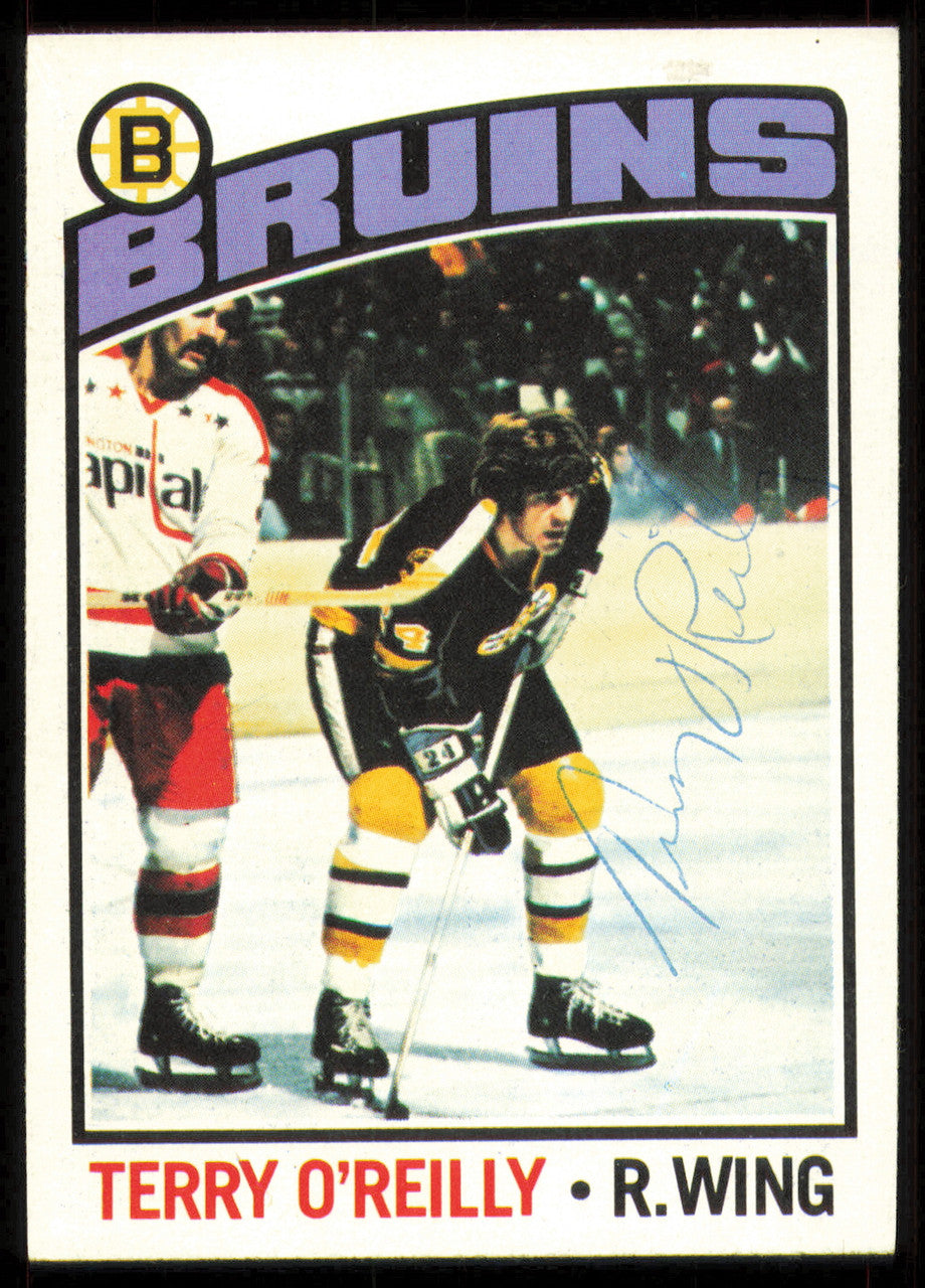 Terry O'Reilly Autographed 1976-77 Topps Card #130 Boston Bruins SKU #255323