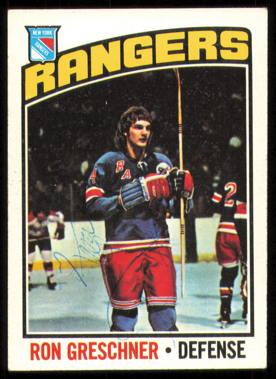 Ron Greschner Autographed 1976-77 Topps Card #154 New York Rangers SKU #255328