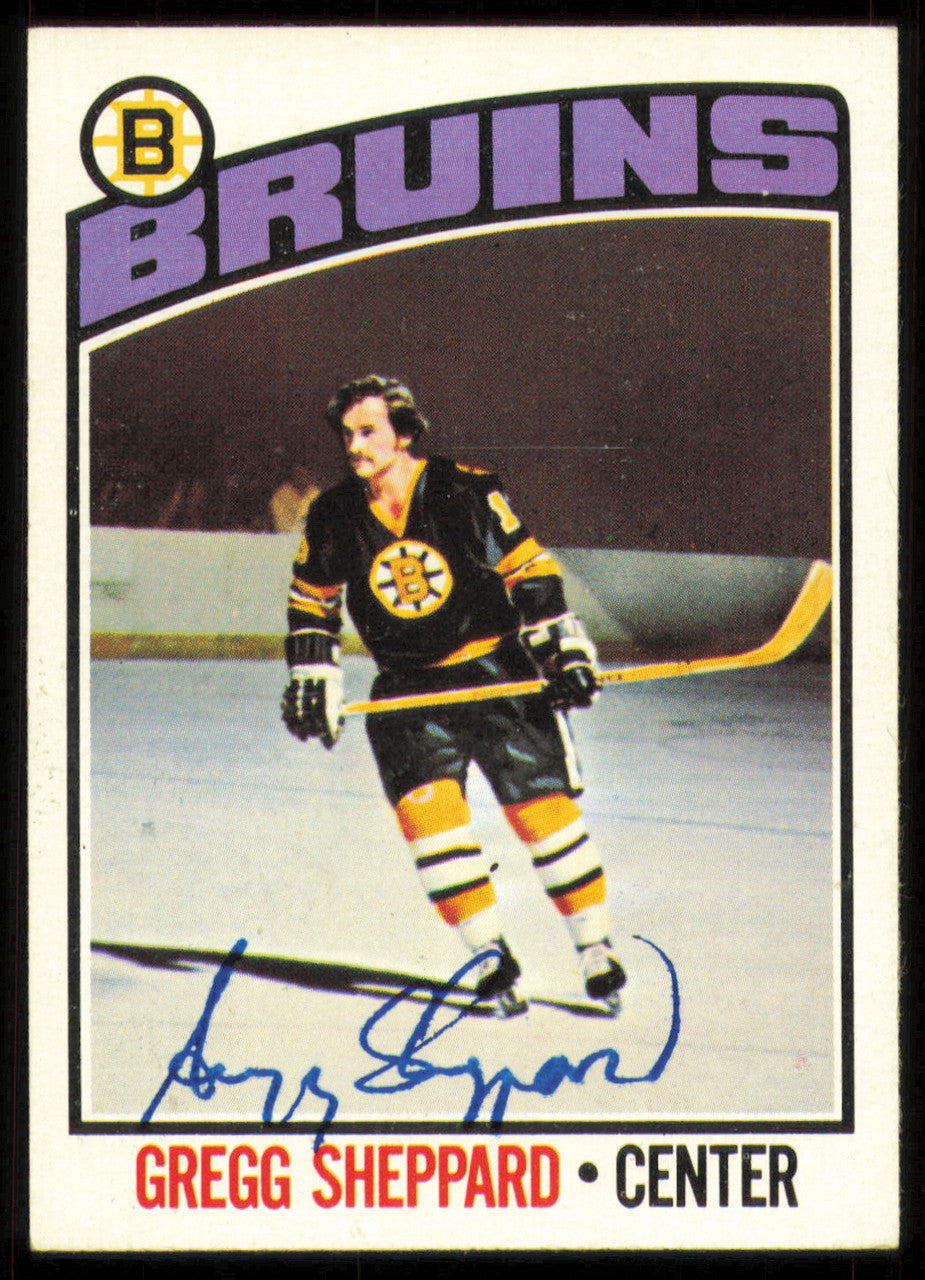 Gregg Sheppard Autographed 1976-77 Topps Card #155 Boston Bruins SKU #255329