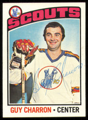 Guy Charron Autographed 1976-77 Topps Card #186 Kansas City Scouts SKU #255333