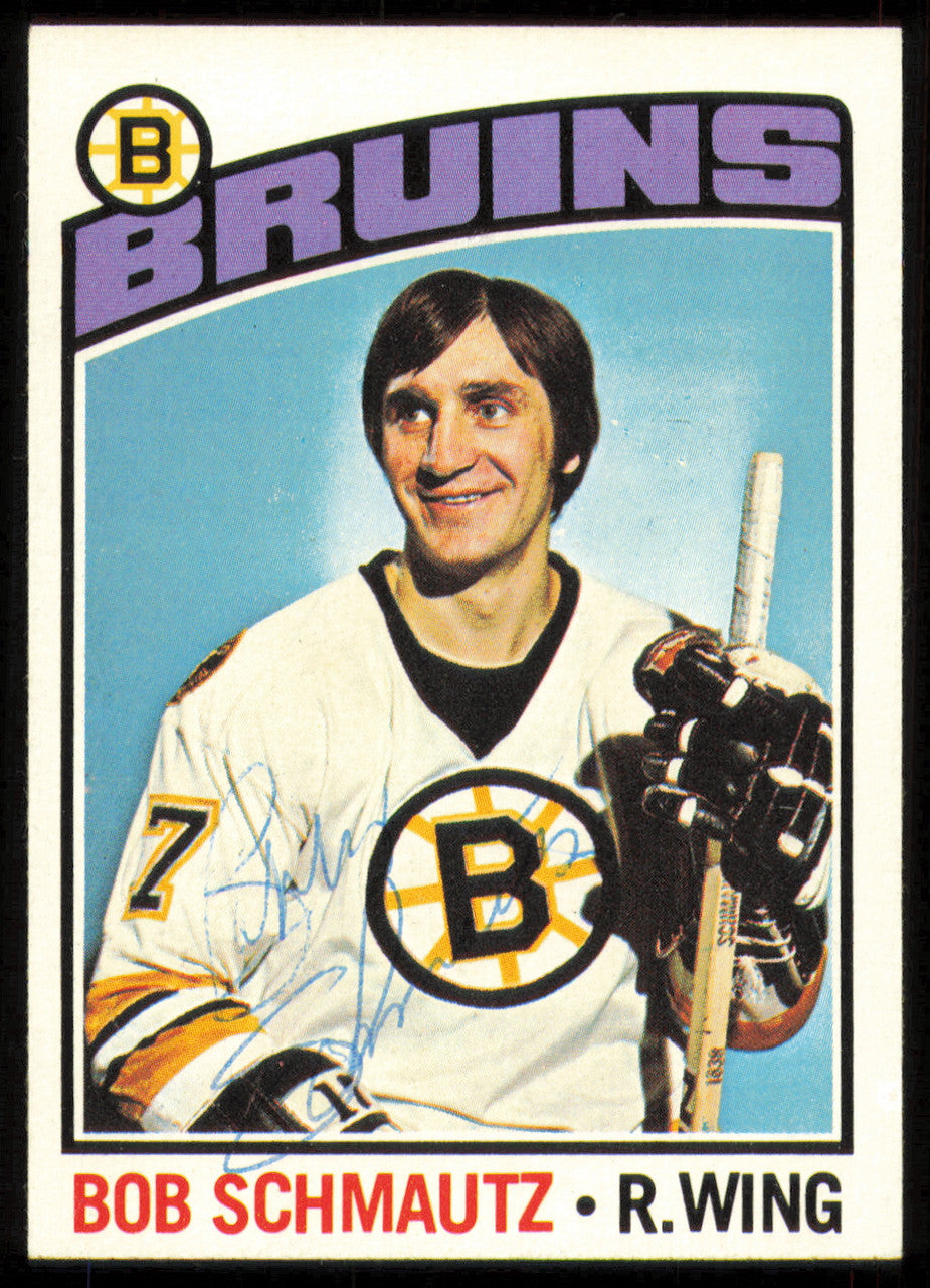 Bob Schmautz Autographed 1976-77 Topps Card #189 Boston Bruins SKU #255335