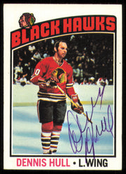 Dennis Hull Autographed 1976-77 Topps Card #195 Chicago Blackhawks SKU #255337