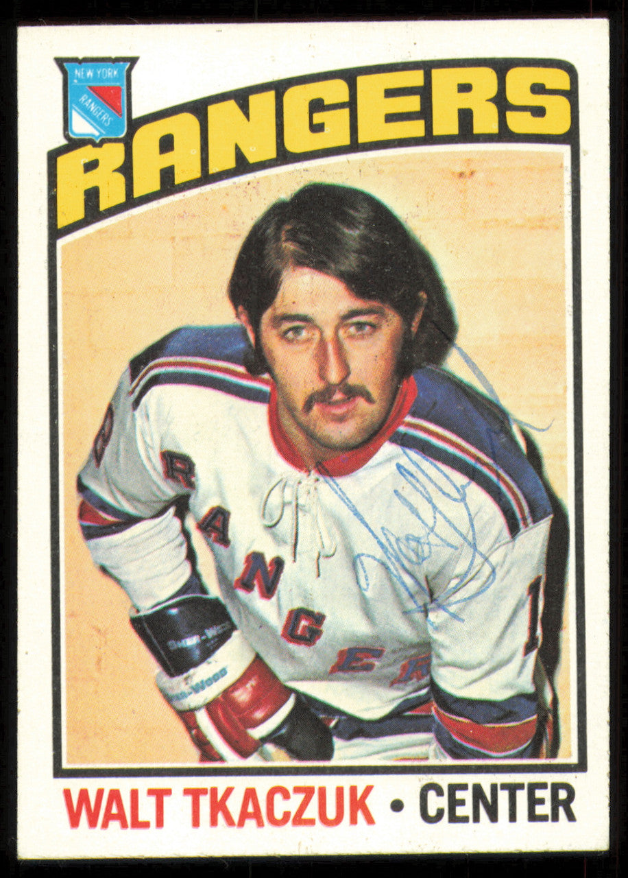 Walt Tkaczuk Autographed 1976-77 Topps Card #220 New York Rangers SKU #255339