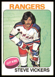 Steve Vickers Autographed 1975-76 Topps Card #19 New York Rangers SKU #255353
