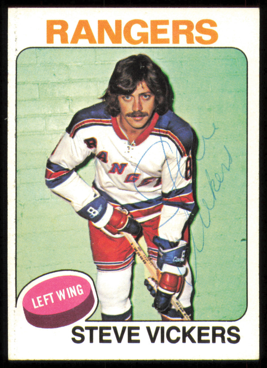 Steve Vickers Autographed 1975-76 Topps Card #19 New York Rangers SKU #255353