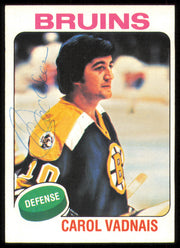 Carol Vadnais Autographed 1975-76 Topps Card #27 Boston Bruins SKU #255355