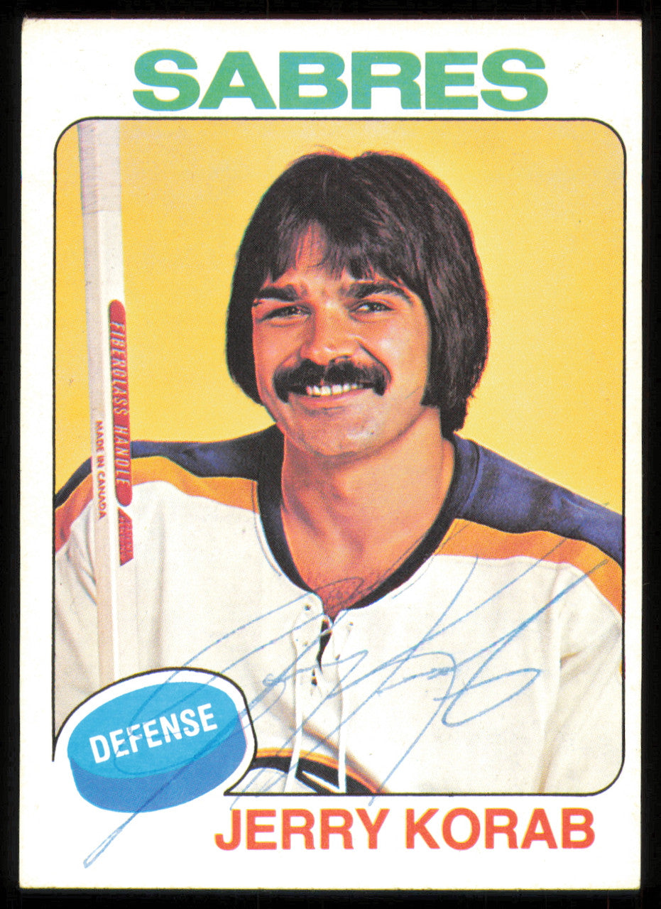 Jerry Korab Autographed 1975-76 Topps Card #192 Buffalo Sabres SKU #255399