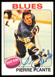 Pierre Plante Autographed 1975-76 Topps Card #309 St. Louis Blues SKU #255402