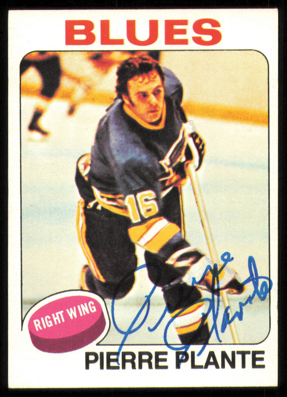 Pierre Plante Autographed 1975-76 Topps Card #309 St. Louis Blues SKU #255402