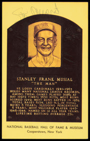 Stan Musial Autographed Hall of Fame HOF Plaque Postcard St. Louis Cardinals SKU #255446