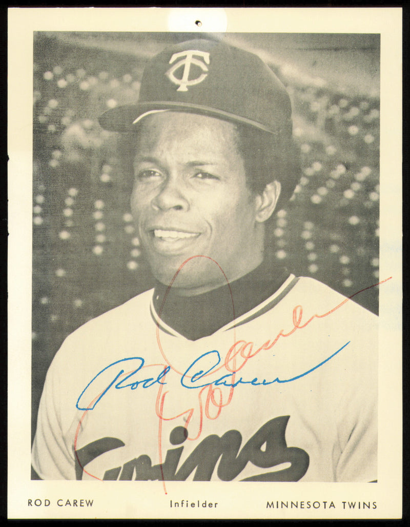 Rod Carew Autographed 4x5 Photo Minnesota Twins (Pin Hole) SKU #255459